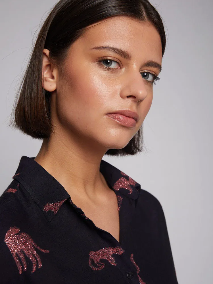 Vilagallo Gaby Shirt Cheetah Jacquard