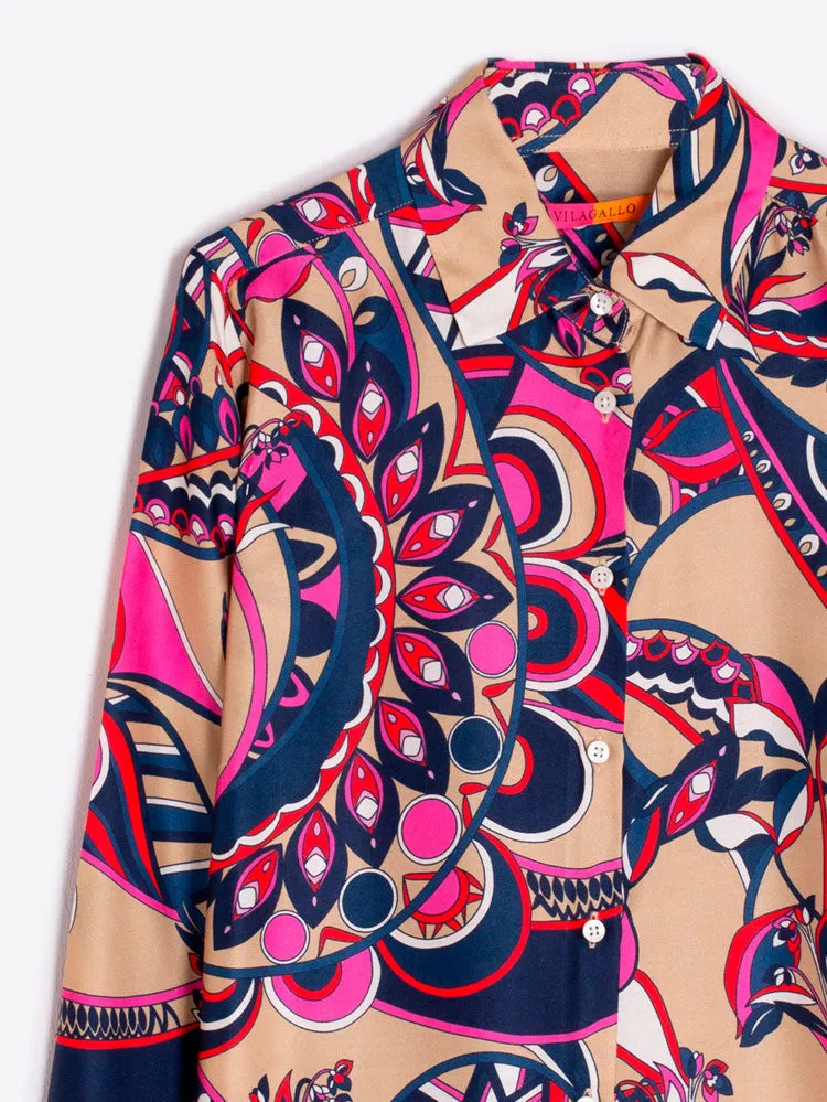 Vilagallo Printed Shirt Beige