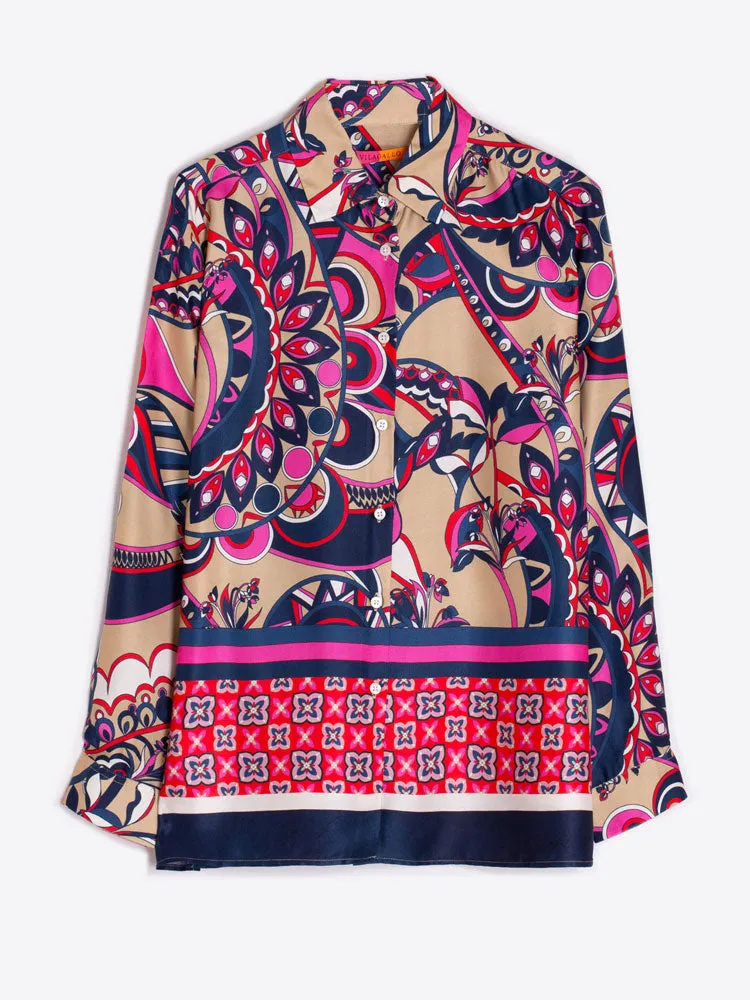 Vilagallo Printed Shirt Beige