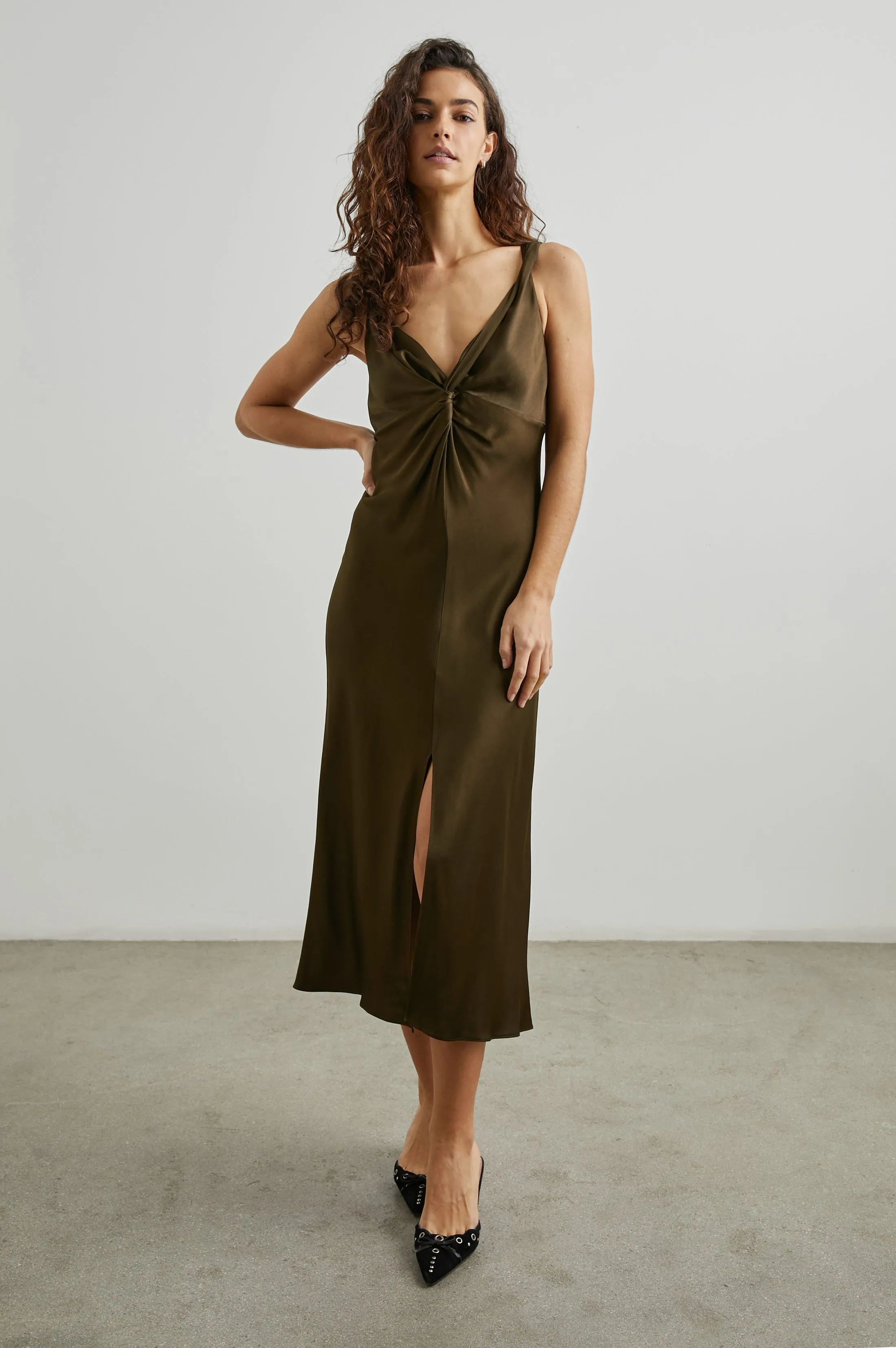 VIVIANA DRESS - DARK MOSS Rails