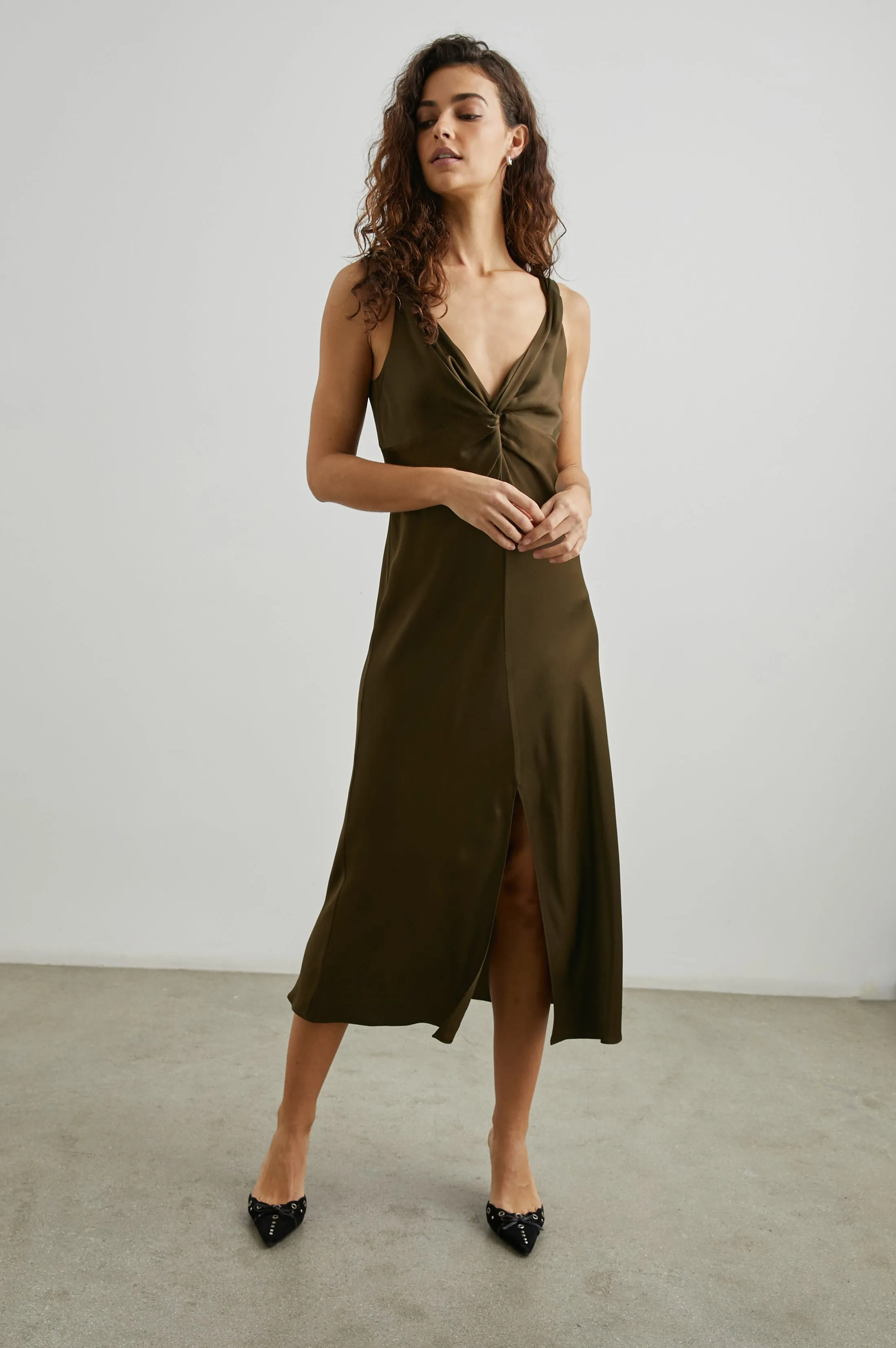 VIVIANA DRESS - DARK MOSS Rails