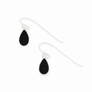 Whitby Jet Sterling Silver Pear Shape Drop Earrings