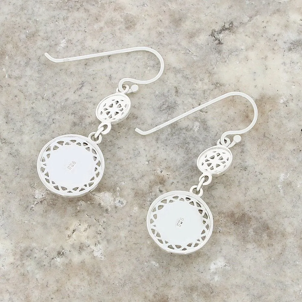 Whitby Jet Sterling Silver Round Celtic Drop Earrings