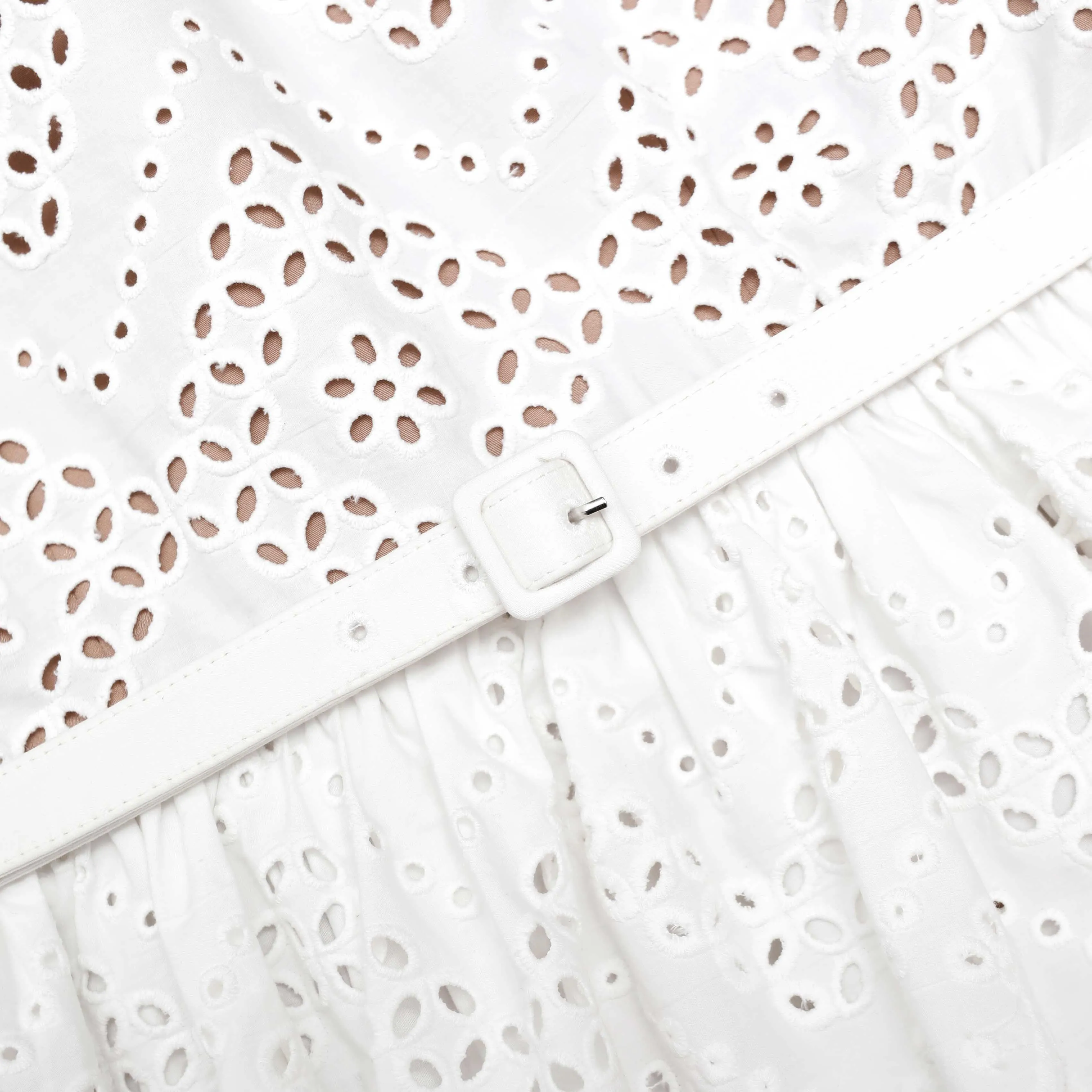 White Cotton Broderie Mini Dress Self Portrait