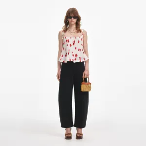 White Floral Plisse  Top Self Portrait