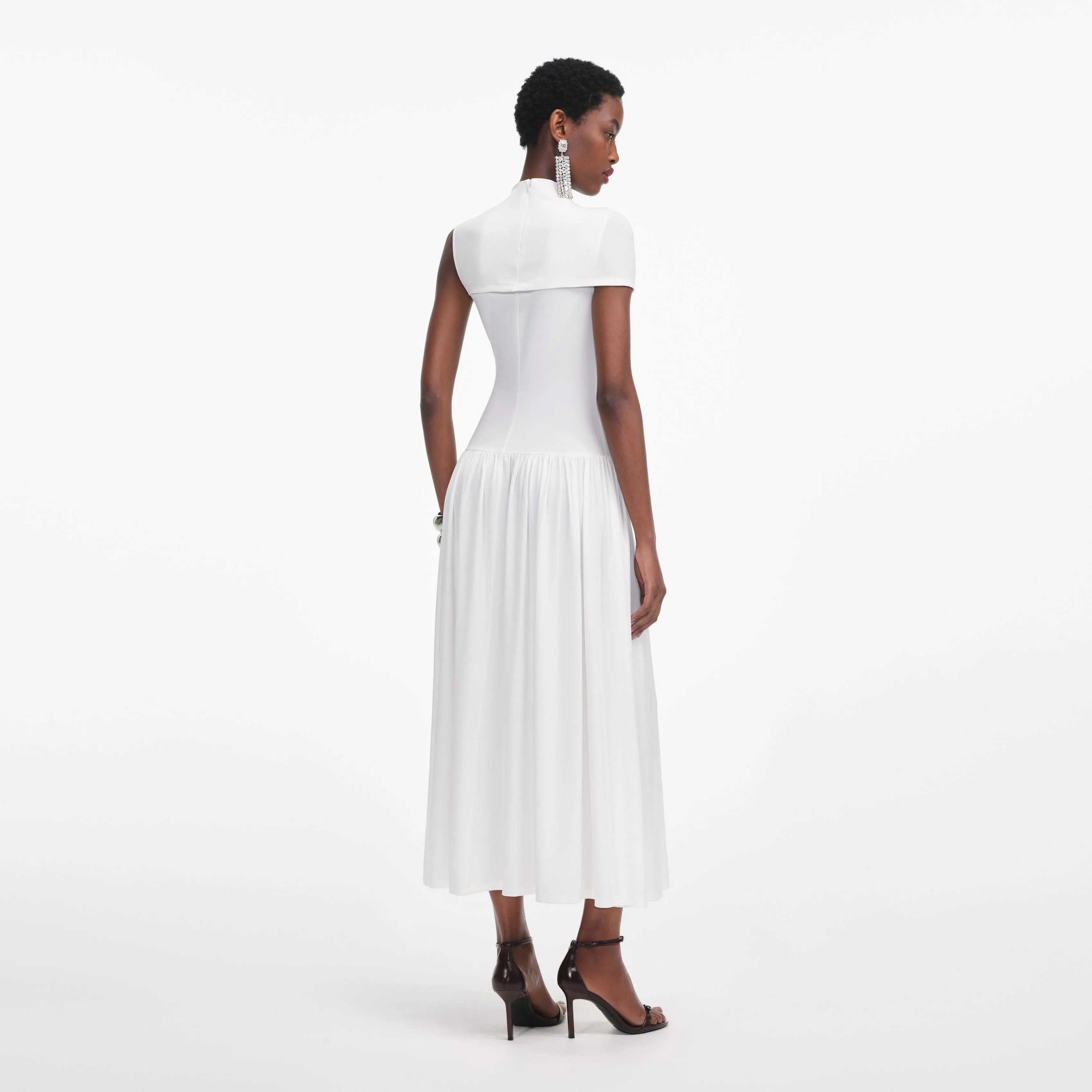 White Jersey Cut Out Midi Dress Self Portrait