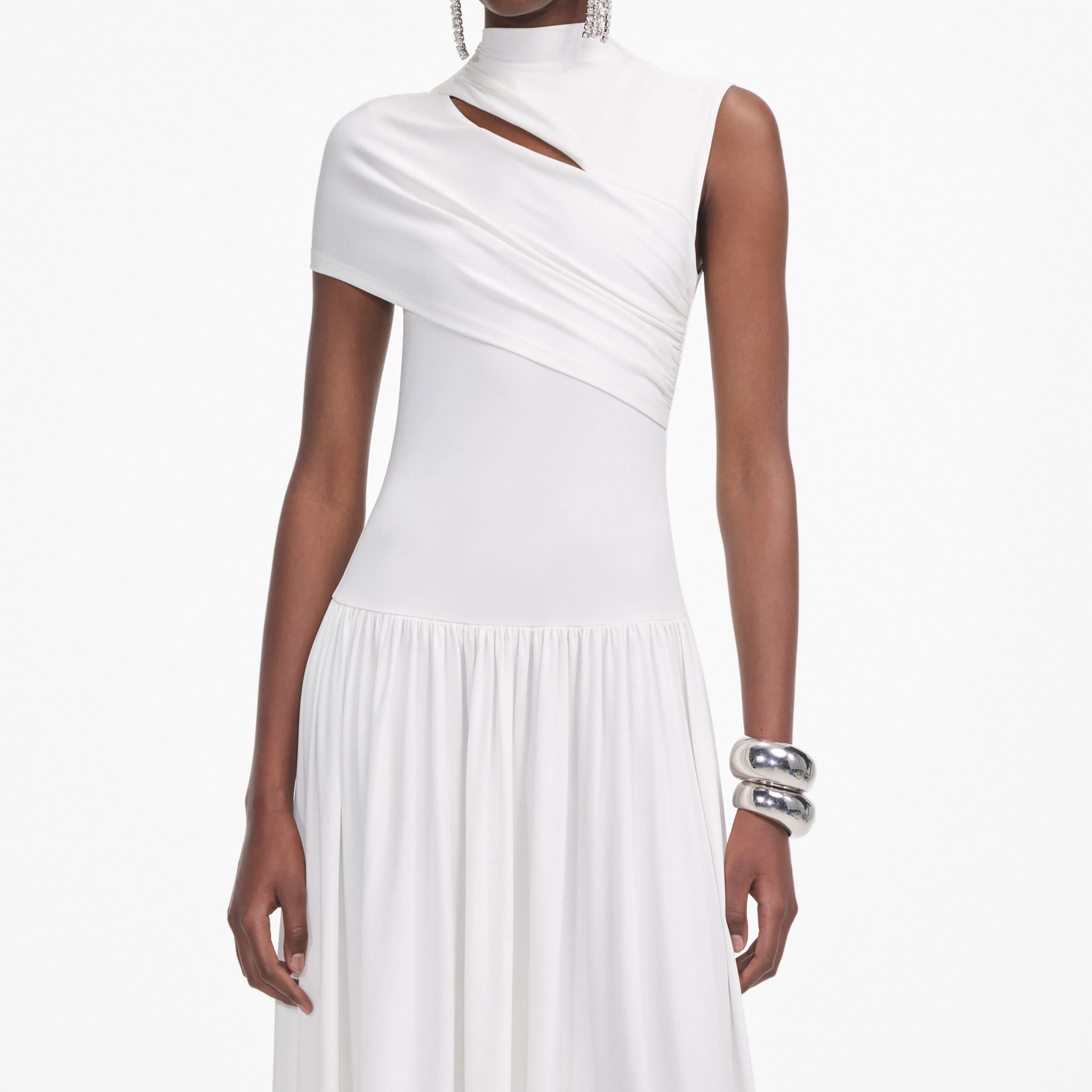 White Jersey Cut Out Midi Dress Self Portrait