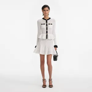 White Pointelle Knit Contrast Mini Dress Self Portrait