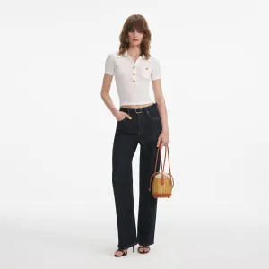 White Pointelle Knit Top Self Portrait