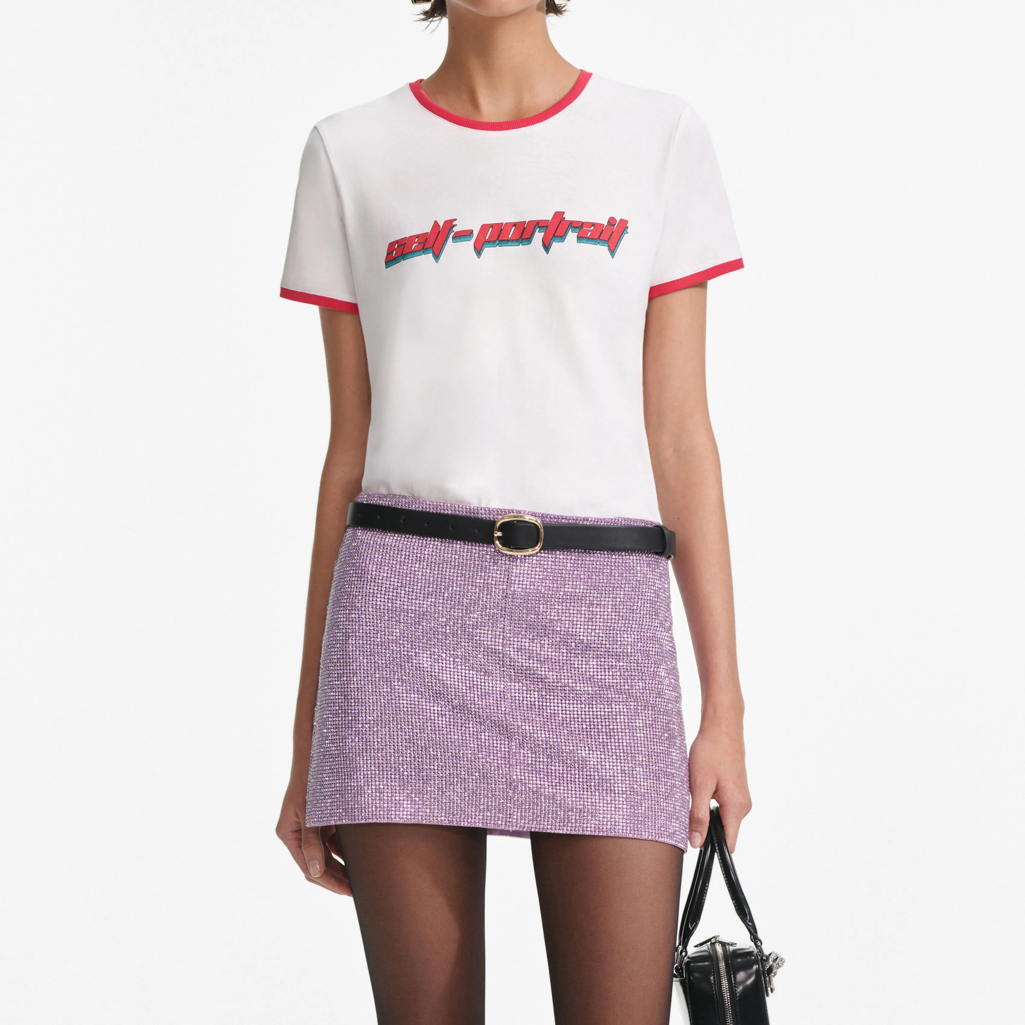 White T-Shirt With Red SP Logo Self Portrait