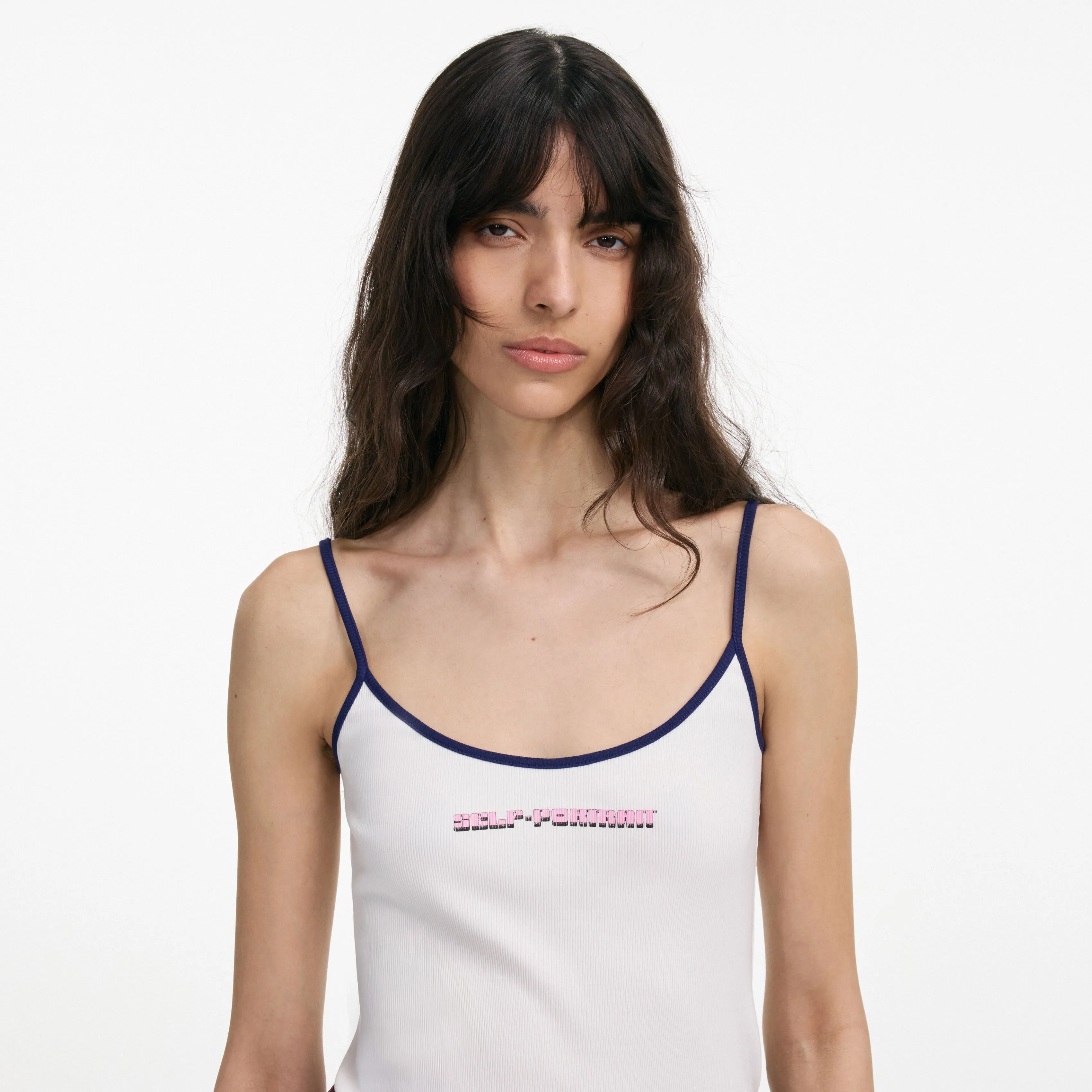 White Vest With Pink SP Logo Self Portrait