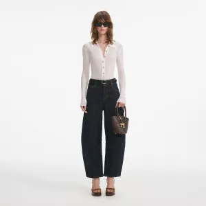 White Viscose Knit Bodysuit Self Portrait
