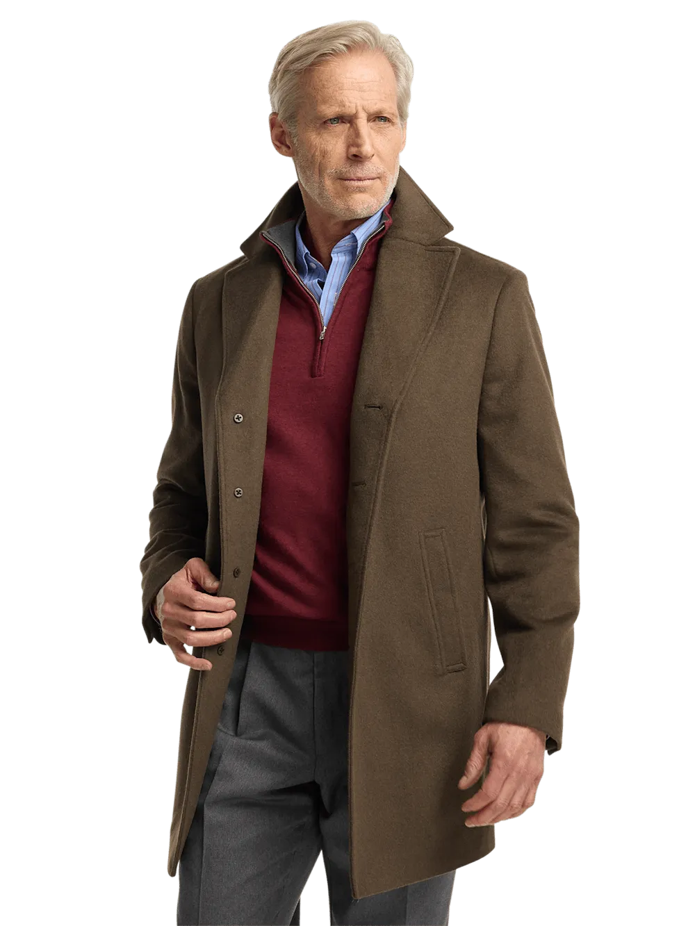 Wool Blend Topcoat - Olive