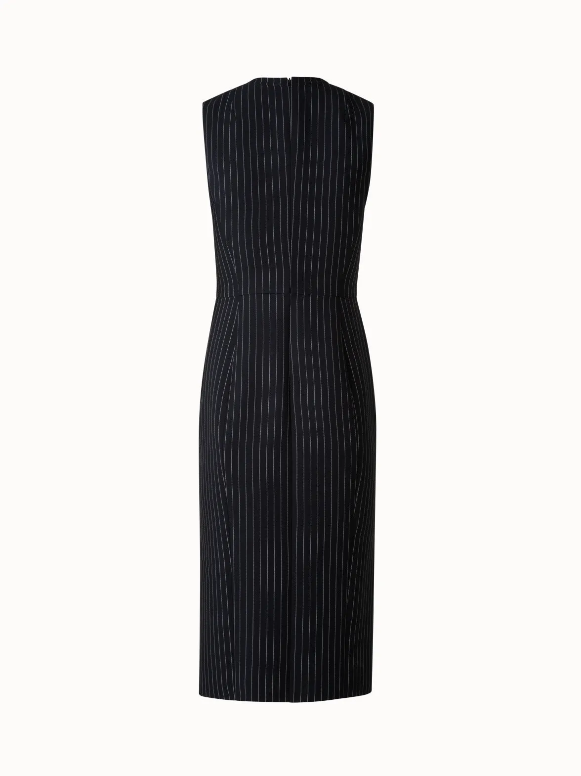 Wool Double-Face Sheath Dress with Pinstripes 