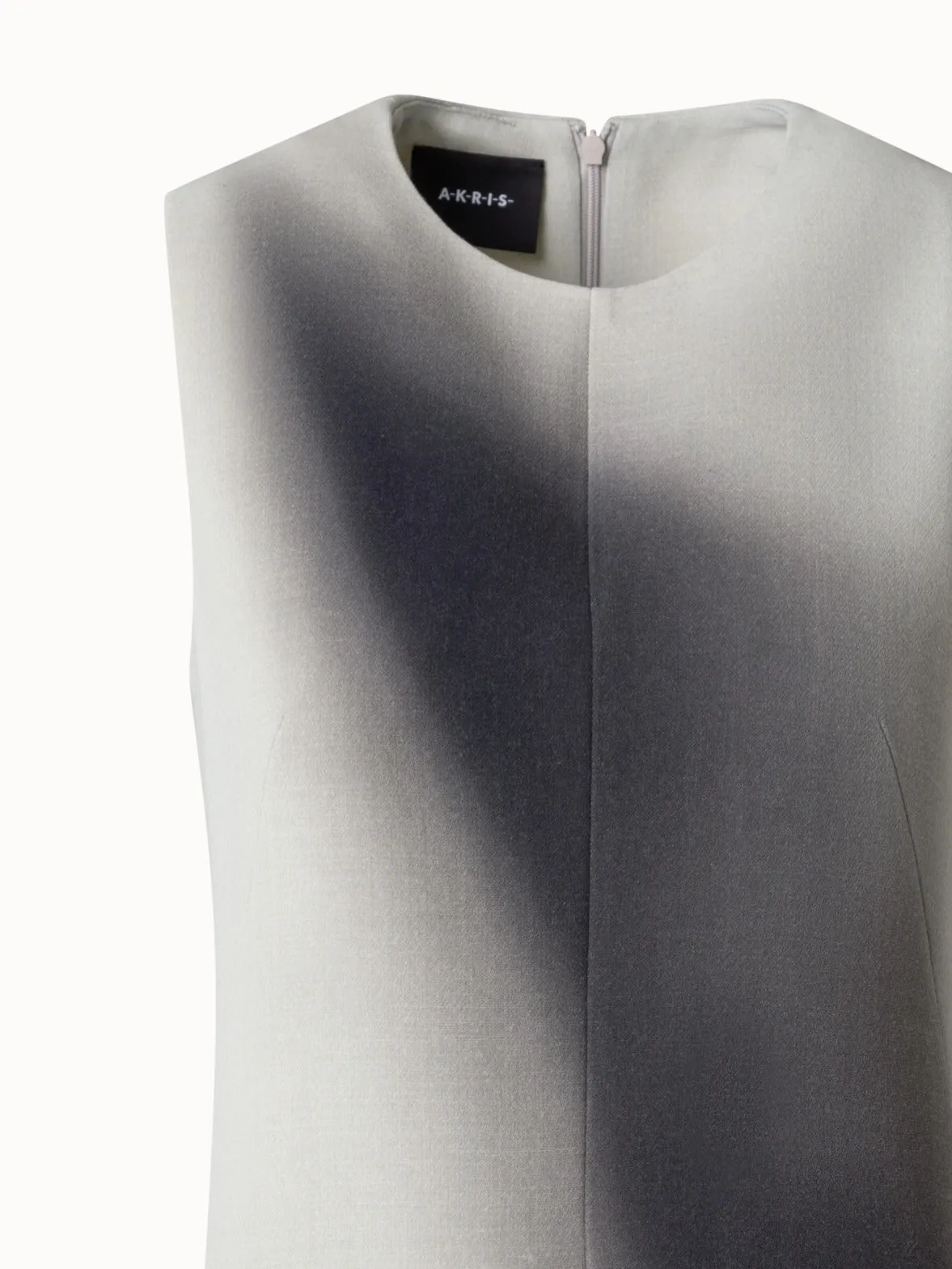 Wool Double-Face Sheath Dress with Shadow Print 