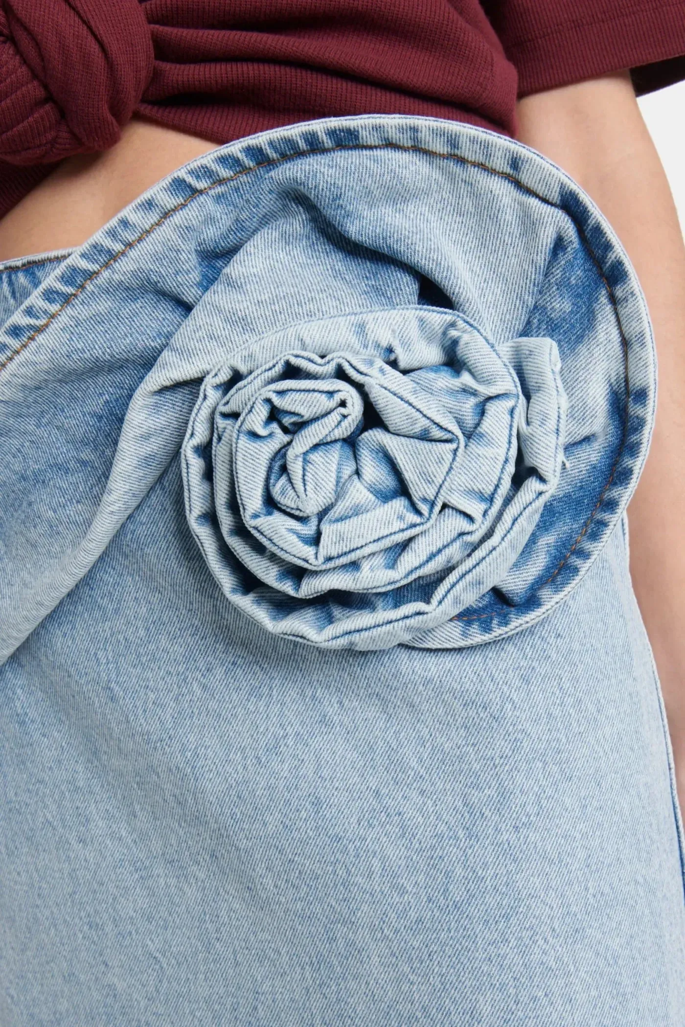 xaviera Floral Appliqu Denim Midi Skirt Gloria Lanvin