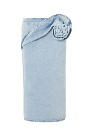 xaviera Floral Appliqu Denim Midi Skirt Gloria Lanvin