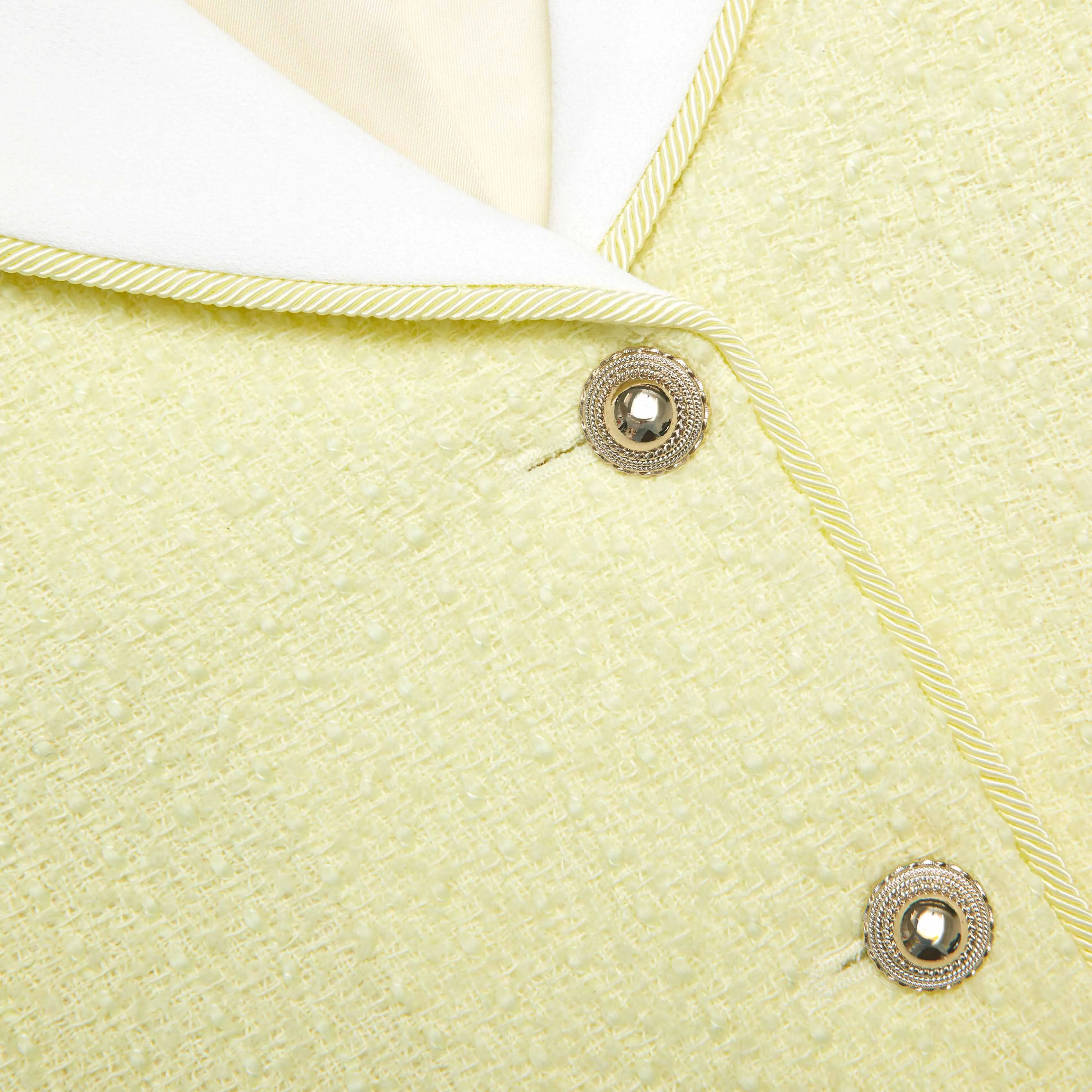 Yellow Boucle Contrast Collar Jacket Self Portrait