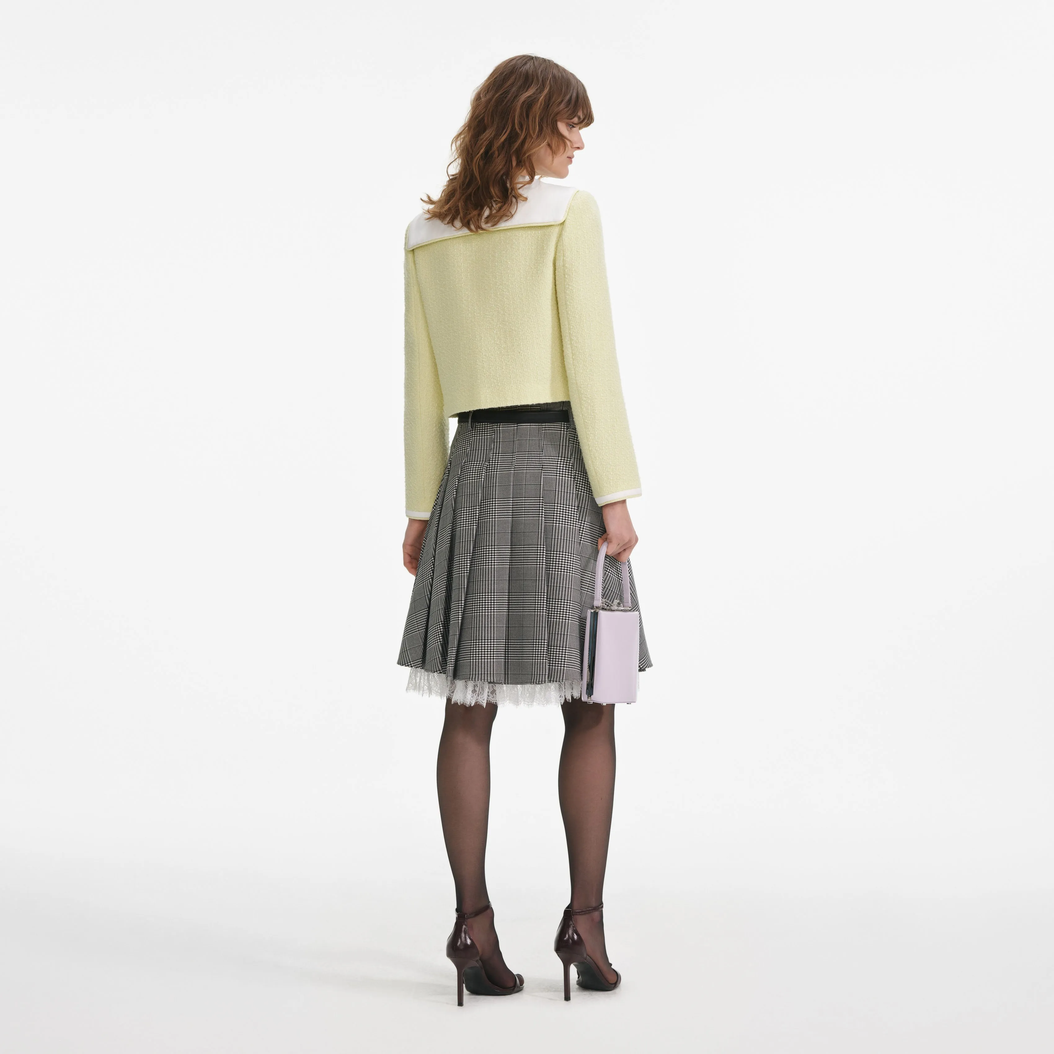 Yellow Boucle Contrast Collar Jacket Self Portrait