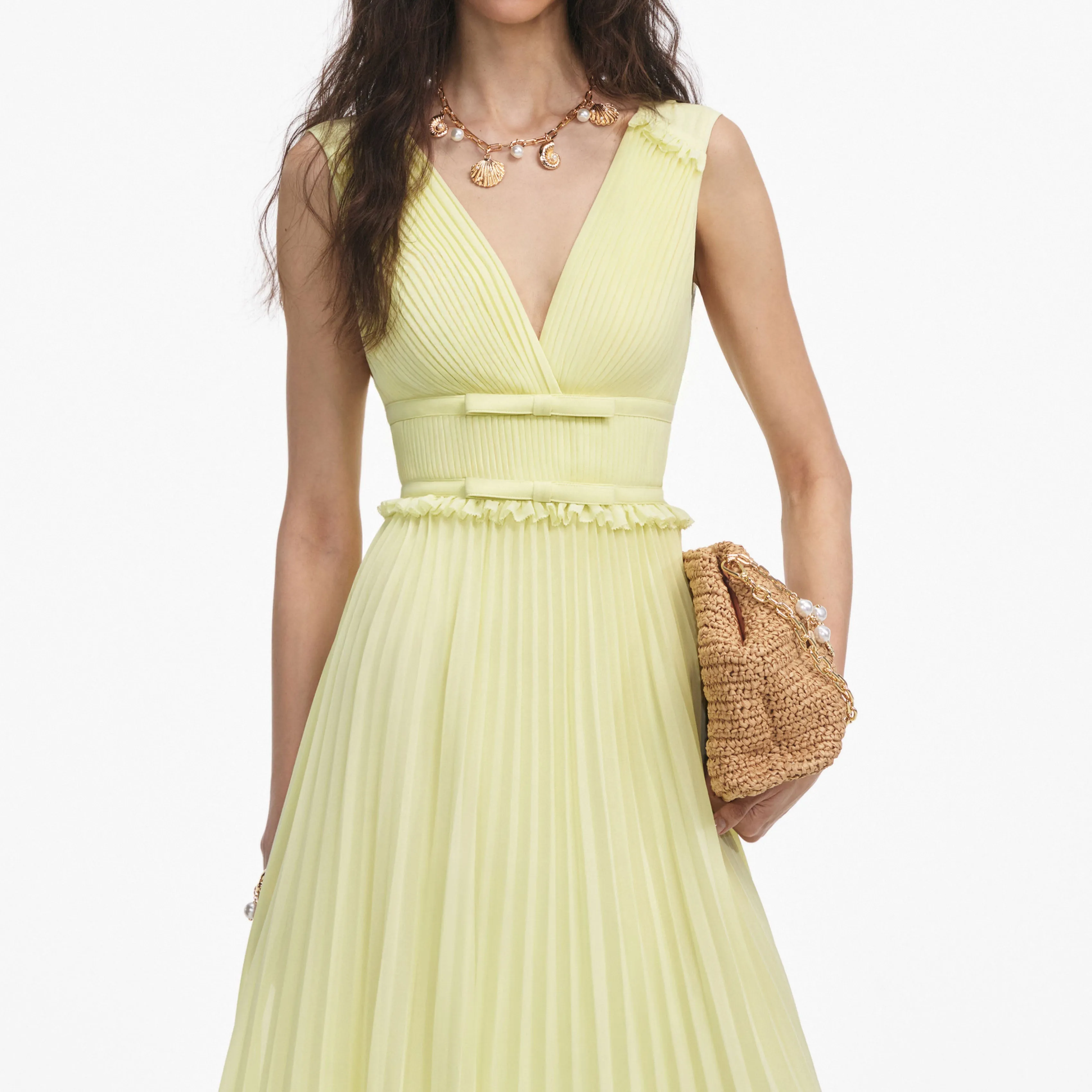 Yellow Chiffon Midi Dress Self Portrait