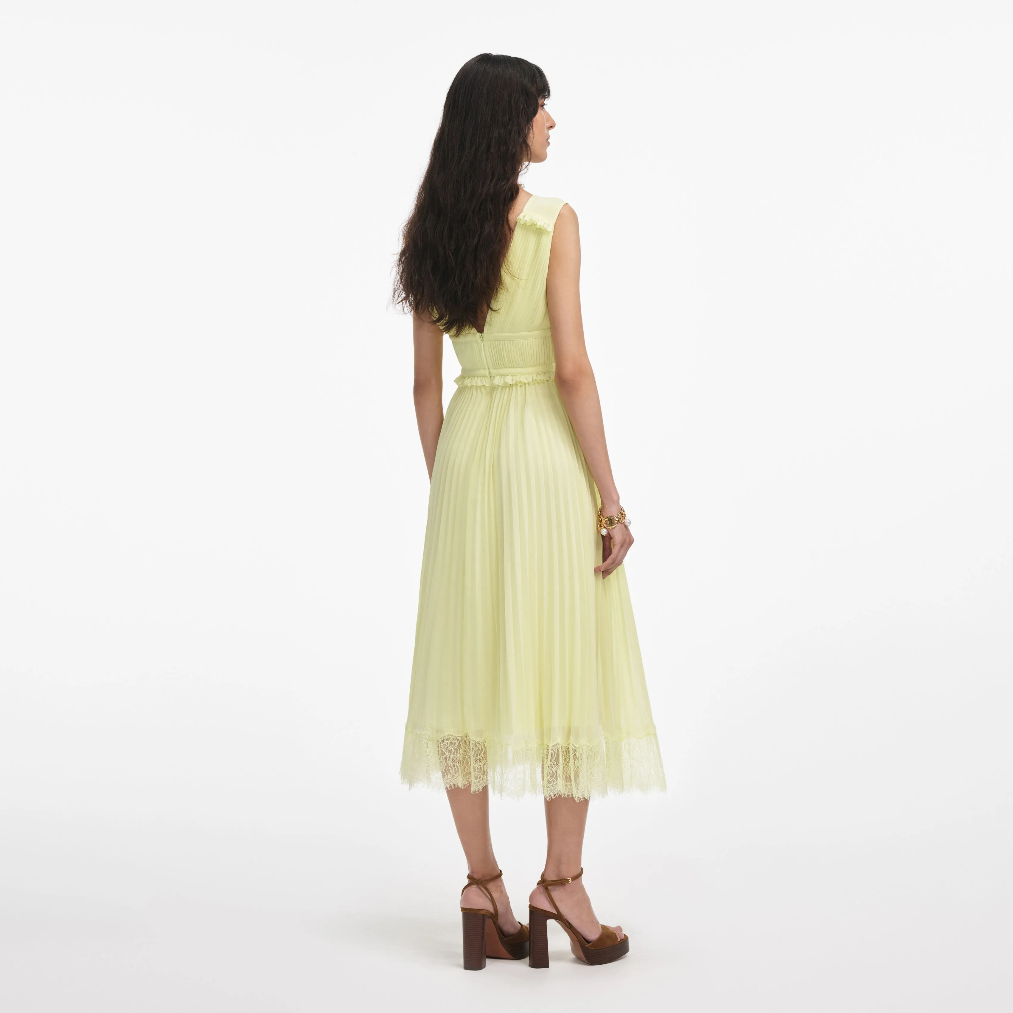 Yellow Chiffon Midi Dress Self Portrait