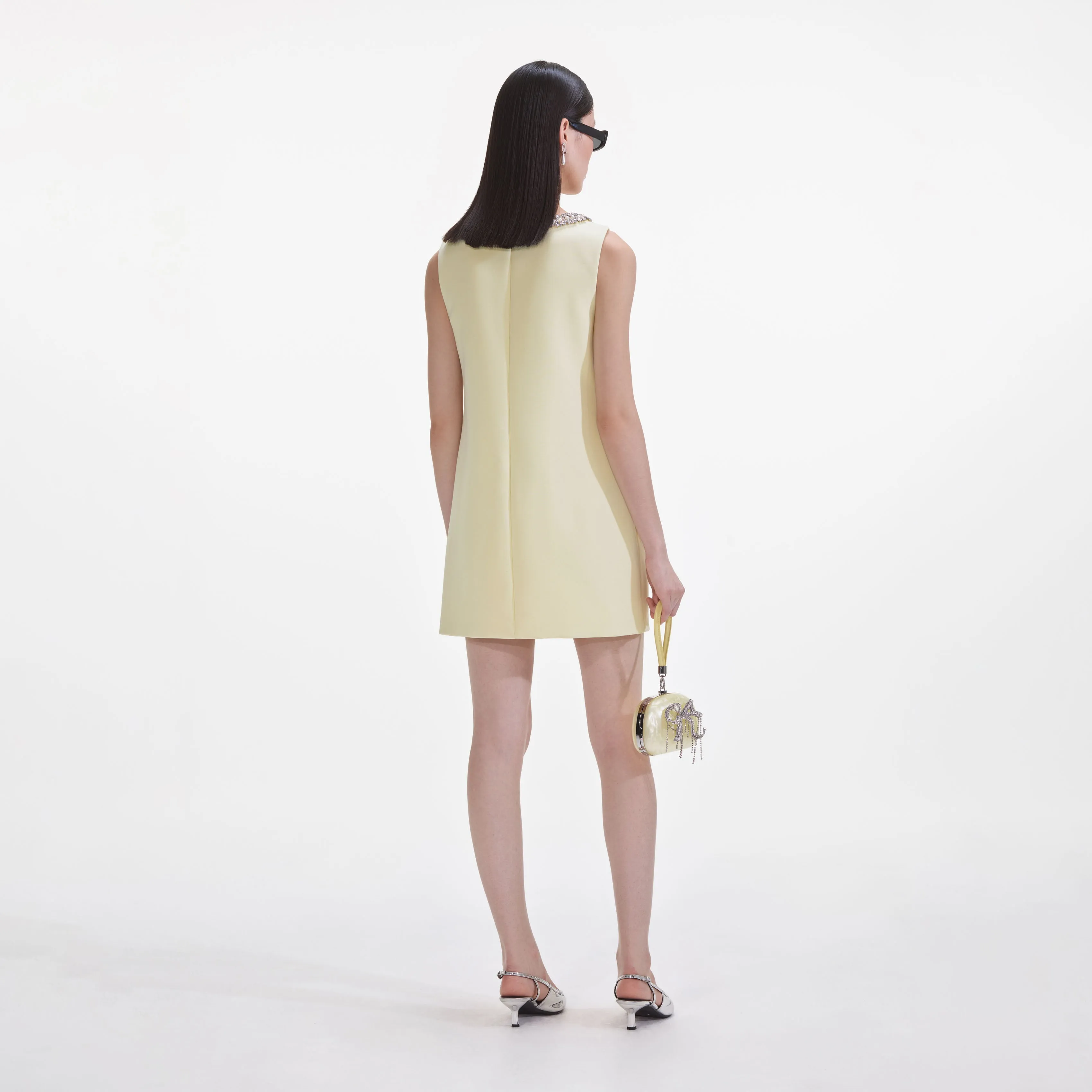 Yellow Crepe Bow Mini Dress Self Portrait
