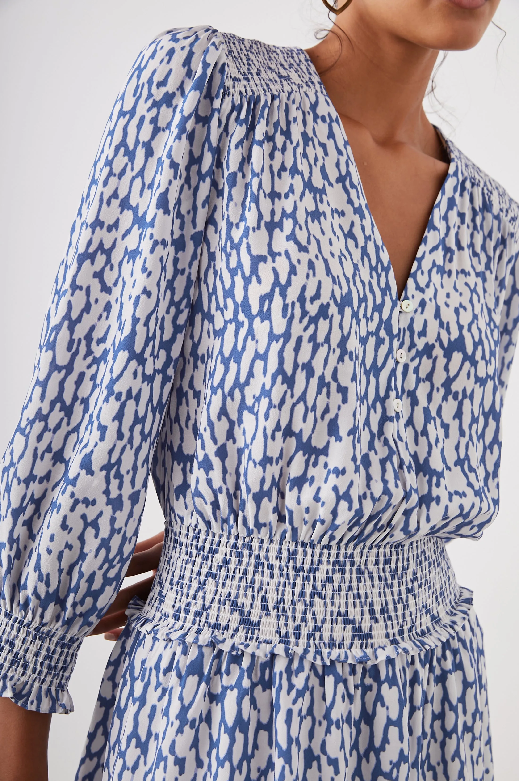 ZANA DRESS - COBALT STATIC LEOPARD Rails