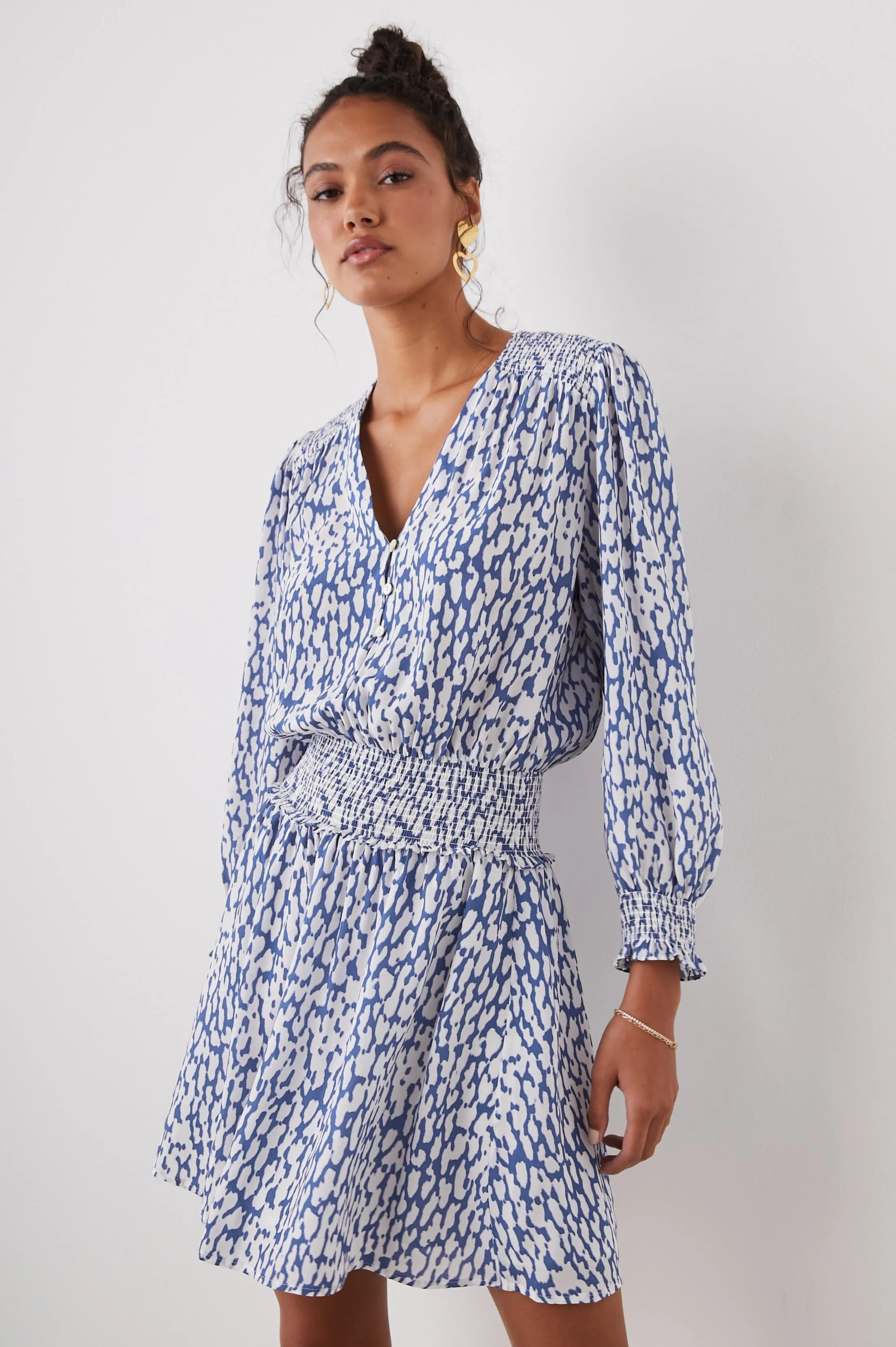 ZANA DRESS - COBALT STATIC LEOPARD Rails