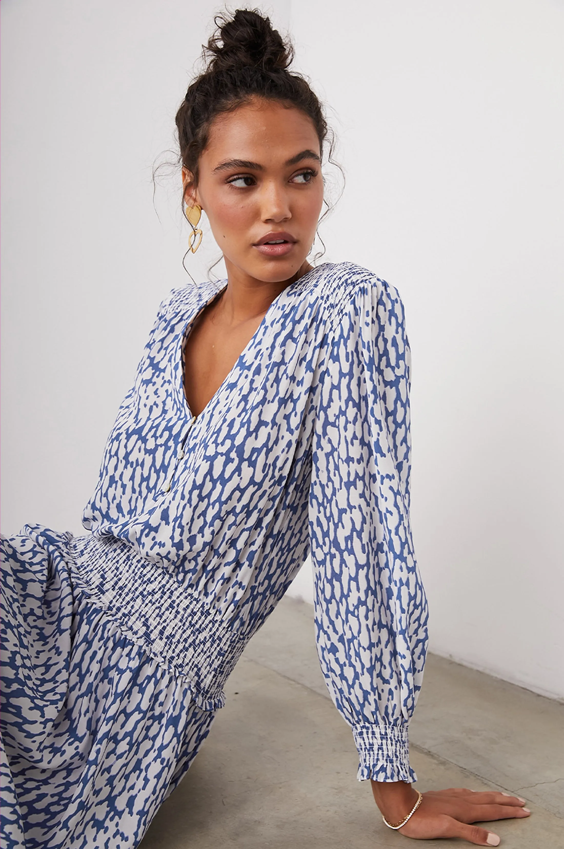 ZANA DRESS - COBALT STATIC LEOPARD Rails